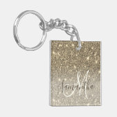 Moderne Gold Glitter Sparkles Personalized Name Sleutelhanger (Voorkant Links)