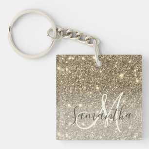 Moderne Gold Glitter Sparkles Personalized Name Sleutelhanger