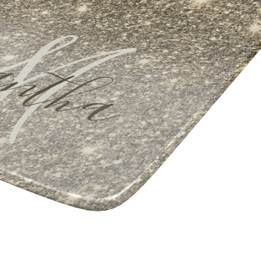 Moderne Gold Glitter Sparkles Personalized Name Snijplank (Hoek)