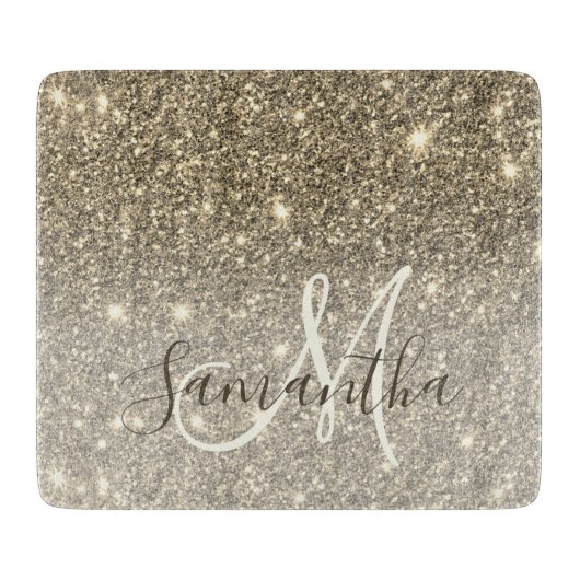 Moderne Gold Glitter Sparkles Personalized Name Snijplank (Voorkant)
