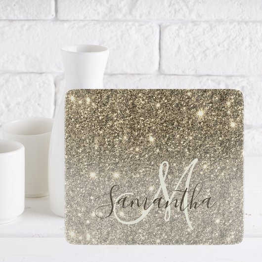 Moderne Gold Glitter Sparkles Personalized Name Snijplank