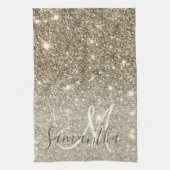 Moderne Gold Glitter Sparkles Personalized Name Theedoek (Verticaal)