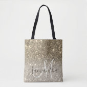 Moderne Gold Glitter Sparkles Personalized Name Tote Bag (Voorkant)