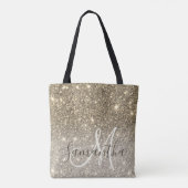 Moderne Gold Glitter Sparkles Personalized Name Tote Bag (Achterkant)
