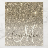 Moderne Gold Glitter Sparkles Personalized Name Wijn Etiket (Enkel label)