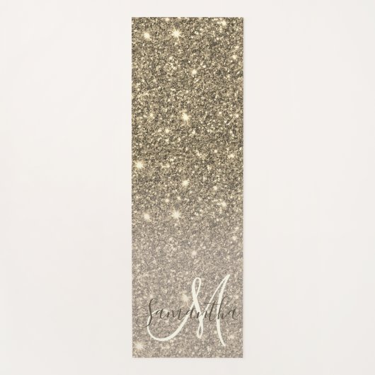 Moderne Gold Glitter Sparkles Personalized Name Yogamat (Voorkant)