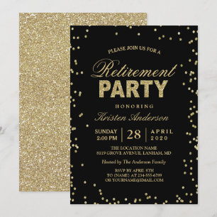 Moderne Gold Glitter Sparkles Retirement Party Kaart