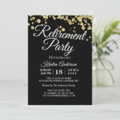 Moderne Gold Glitter Sparkles Retirement Party Kaart (Staand voorkant)
