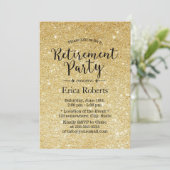Moderne Gold Glitter Sparkles Retirement Party Kaart (Staand voorkant)