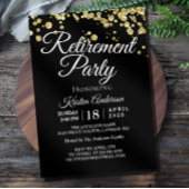 Moderne Gold Glitter Sparkles Retirement Party Kaart