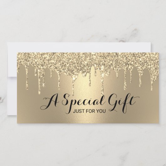 Moderne Gold Glitter stuurt zout-cadeaubonnen (Voorkant)