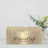 Moderne Gold Glitter stuurt zout-cadeaubonnen (Staand voorkant)