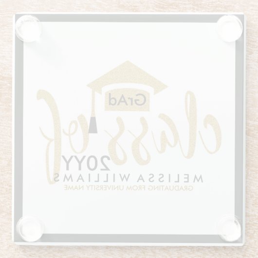 Moderne Gold Glitter-tekstklasse van 2016 Glazen Onderzetter (Achterkant)