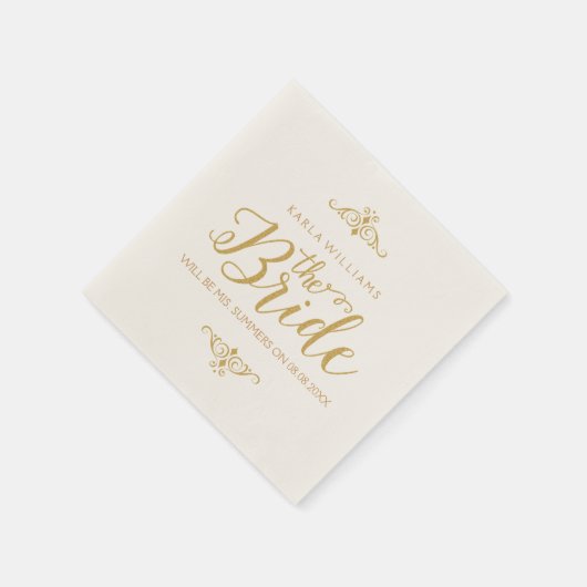 Moderne Gold Glitter Text-The Bride Servet (Hoek)