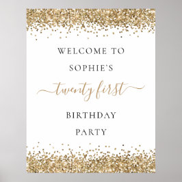 Moderne Gold Glitter Welkom 21e verjaardag Poster