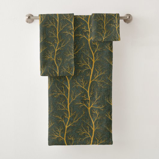 Moderne Gold Graphic Tree Branches Bad Handdoek (Insitu)