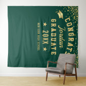 Moderne Gold Green Afstuderen Photo Booth Backdrop Wandkleed (In Situ (horizontaal))