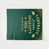 Moderne Gold Green Afstuderen Photo Booth Backdrop Wandkleed (Voorkant (horizontaal))