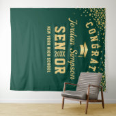Moderne Gold Green Afstuderen Photo Booth Backdrop Wandkleed (In Situ (horizontaal))