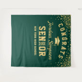 Moderne Gold Green Afstuderen Photo Booth Backdrop Wandkleed (Voorkant (horizontaal))