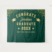 Moderne Gold Green Afstuderen Photo Booth Backdrop Wandkleed (Voorkant (horizontaal))