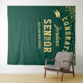 Moderne Gold Green Afstuderen Photo Booth Backdrop Wandkleed (In Situ (horizontaal))