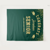 Moderne Gold Green Afstuderen Photo Booth Backdrop Wandkleed (Voorkant (horizontaal))