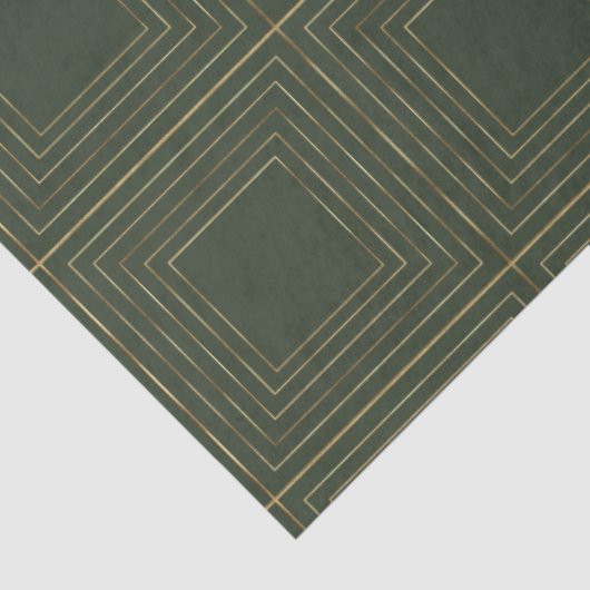 Moderne Gold Green Geometric Squares Kerstmis Tissuepapier (Detail)