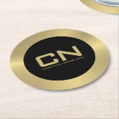 Moderne Gold-grens zwart op wit Ronde Kartonnen Onderzetter (Gebogen)