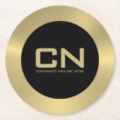 Moderne Gold-grens zwart op wit Ronde Kartonnen Onderzetter (Voorkant)