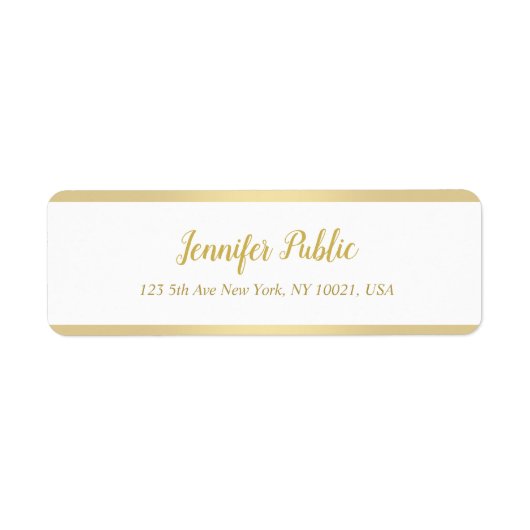 Moderne Gold Hand Script Simple Elegant Sjabloon Etiket (Voorkant)