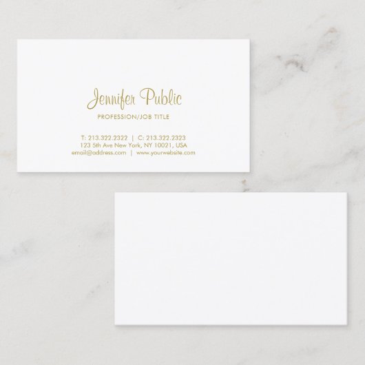 Moderne Gold Handwritings-minimalistisch script Visitekaartje (Voorkant / Achterkant)