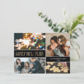 Moderne Gold Happy Nieuwjaar foto-inklage Feestdagenkaart (Staand voorkant)