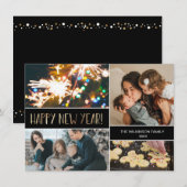 Moderne Gold Happy Nieuwjaar foto-inklage Feestdagenkaart (Voorkant / Achterkant)