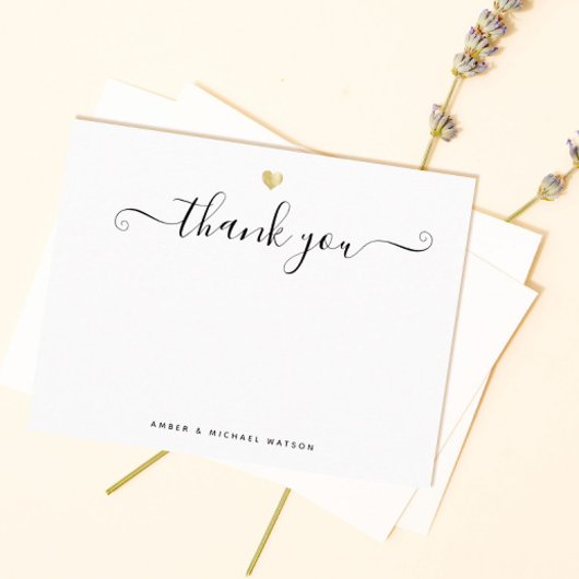 Moderne Gold Heart Hartelijk dank voor de briefkaa Notitiekaartje