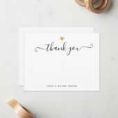 Moderne Gold Heart Hartelijk dank voor de briefkaa Notitiekaartje (Voorkant / Achterkant in situ)