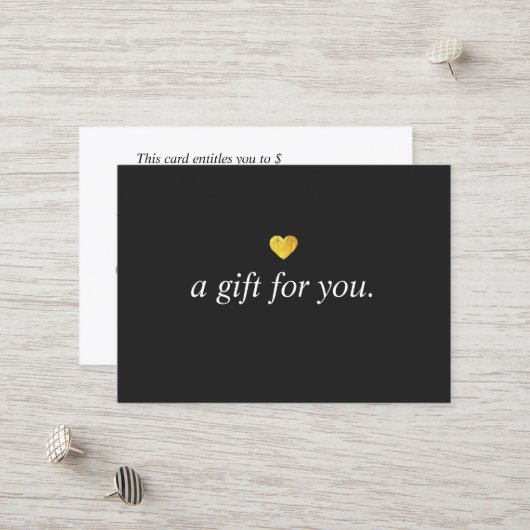 Moderne Gold Heart-klantcadeaubon Kortingskaartje (Voorkant / Achterkant in situ)
