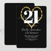 Moderne Gold Heart minimalist 21ste verjaardag Kaart (Voorkant / Achterkant)