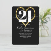 Moderne Gold Heart minimalist 21ste verjaardag Kaart (Staand voorkant)