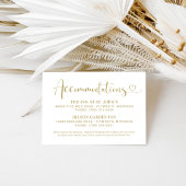 Moderne Gold Heart Script Wedding Accommodations Informatiekaartje