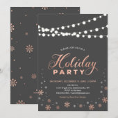Moderne Gold Holiday Party in Roos Kaart (Voorkant / Achterkant)