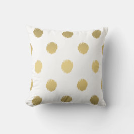 Moderne Gold Ikat Stippen Pattern White Kussen