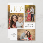 Moderne Gold Joy Calligrafie Multi-Photo Flat Feestdagenkaart (Voorkant / Achterkant)