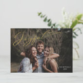 Moderne Gold Joyful Calligraphy Script Photo Feestdagenkaart (Staand voorkant)