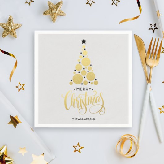 Moderne Gold kerstboomvakantie Napkins Servet