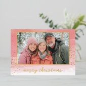 Moderne Gold-kerstfoto Folie Feestdagenkaart (Staand Voorkant)