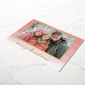 Moderne Gold-kerstfoto Folie Feestdagenkaart (Gedraaid)