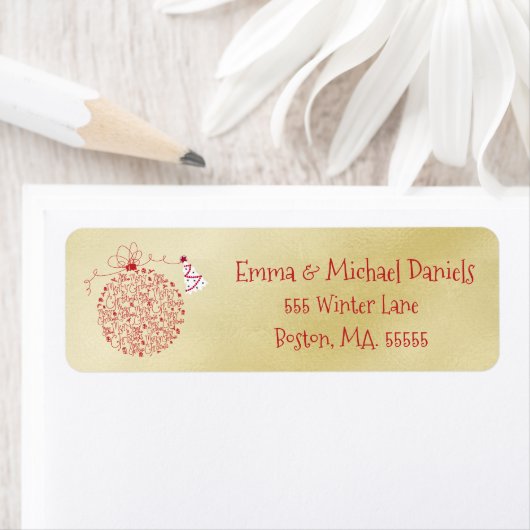 Moderne Gold-kerstteruggave Etiket (Insitu)