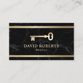 Moderne Gold Key Real Estate Realtor Black Marble Visitekaartje (Voorkant)