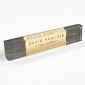 Moderne Gold Label Classy Wood Achtergrond Naambordje